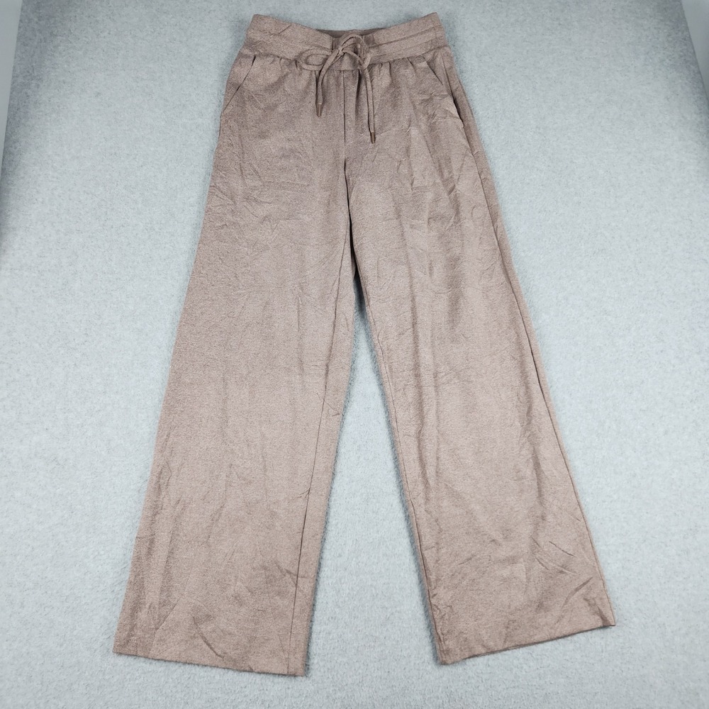 Lou & Grey Pants Women S Brown Heathered Brushedsoft Wide Leg Drawstring Stretch